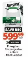 Energizer - Rechargeable Lantern - 1000 Lumens