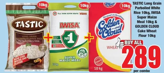 Tastic - Long Grain Parboiled White Rice, Super Maize Meal & Cake Wheat Flour