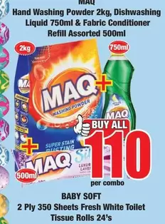 MAQ - Hand Washing Powder, Dishwashing Liquid & Fabric Conditioner Refill