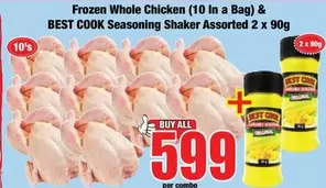 Frozen -  Whole Chicken & BEST COOK Seasoning Shaker