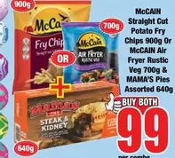 McCain - Straight Cut Potato Fry Chips & Air Fryer Rustic Veg