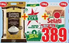 Selati - Golden Delight Long Grain White Parboiled Rice, White Star Super Maize Meal,