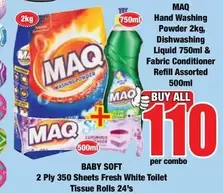 MAQ - Hand Washing Powder, Dishwashing Liquid & Fabric Conditioner