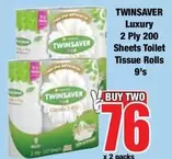 Twinsaver - 2 Ply 200 Sheets Toilet Tissue Rolls 9's