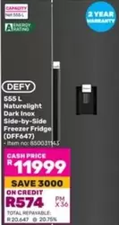 Defy - 555 L Naturelight Dark Inox Side-by-Side Freezer Fridge (DFF647)