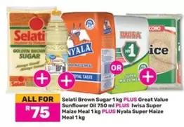 Selati - Brown Sugar, Great Value Sunflower Oil, Iwisa Super Maize Meal, Nyala Super Maize Meal