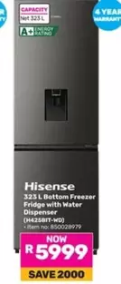 Hisense - 323 L Bottom Freezer Fridge with Water Dispenser (H425BIT-WO)