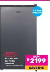 Defy - 90 L Metallic Bar Fridge (DBF90M)