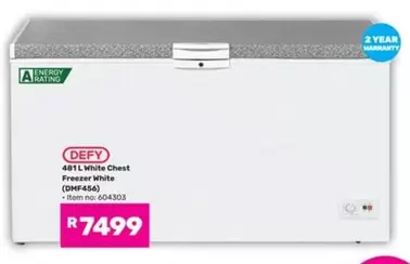 Defy - 481L White Chest Freezer White (DMF456)