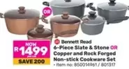6-Piece Slate & Stone OR Copper and Rock Forged Non-stick Cookware Set