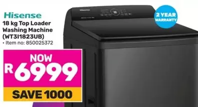 Hisense - 18 kg Top Loader Washing Machine (WT311823UB)