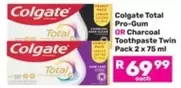 Colgate - Total Pro-Gum OR Charcoal Toothpaste Twin Pack