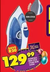 Essentials - Non-Stick Steam Iron 1600W