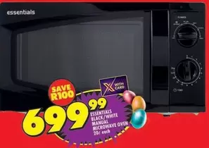 Essentials - ESSENTIALS BLACK/WHITE MANUAL MICROWAVE OVEN