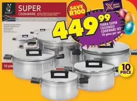 SUPER COOKWARE ALUMINIUM CASSEROLES & LIDS 10 PIECE