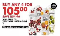 100% FRUIT OR VEGETABLE JUICE BLENDS
