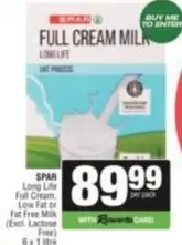 Spar - FULL CREAM MILK LONG LIFE