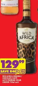 WILD AFRICA ORIGINAL/CHOCOLATE/CAFFE LATTE PREMIUM CREAM LIQUEUR 750ml
