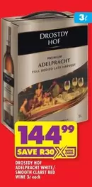 Drostdy Hof - ADELPRACHT WHITE / SMOOTH CLARET RED WINE