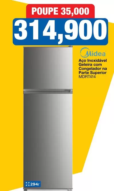 Aço inoxidável Geladeira com Congelador na Parte Superior MDRT414