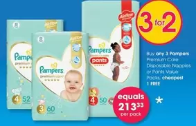 Pampers -  Premium Care Disposable Nappies or Pants Value Packs