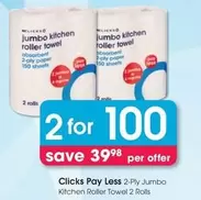 clicks - 2-Ply Jumbo Kitchen Roller Towel 2 Rolls