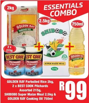 Essentials - Parboiled Rice, Pilchards, Super Maize Meal, Cooking Oil