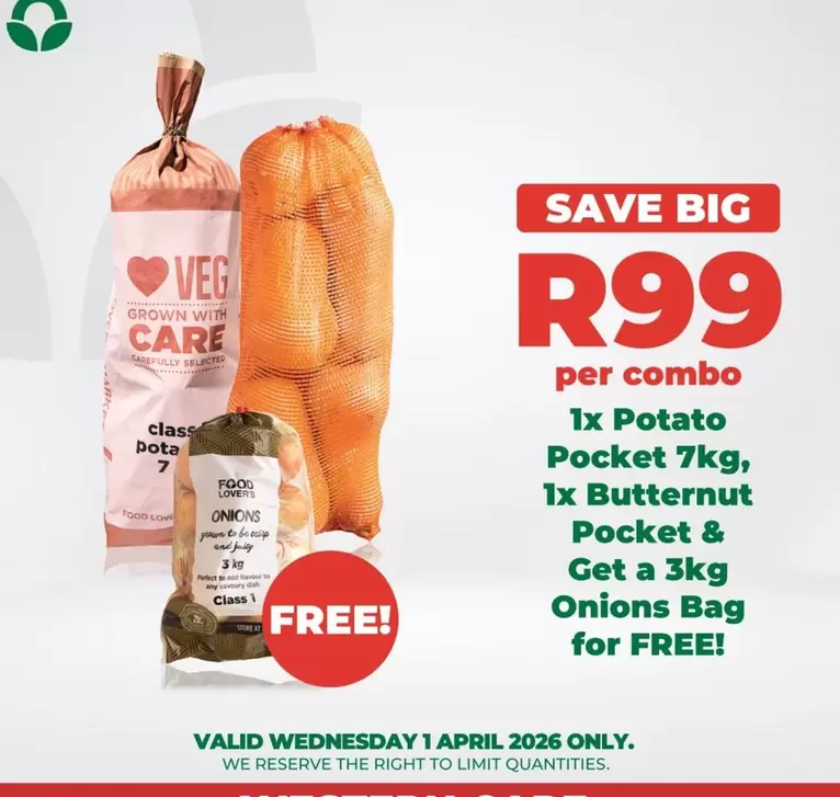 Potato Pocket & Butternut Pocket & Onions Bag