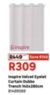 Velvet Eyelet Curtain Dubbe Trench 140x280cm 80489569