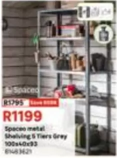 Spaceo - metal Shelving 5 Tiers Grey 500x400x93 81483621