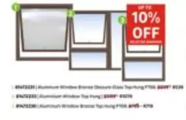 Aluminium Window Bronze Glass Top Hung FT05