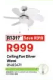 Ceiling Fan Silver Wood 91683671