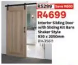 Interior Sliding Door with Sliding Kit Barn Shaker Style 830 x 2050mm