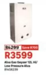 Alva - Gas Geyser 12L HL/ Low Pressure