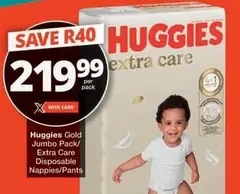 Huggies - Jumbo Pack/Extra Care Disposable Nappies/Pants