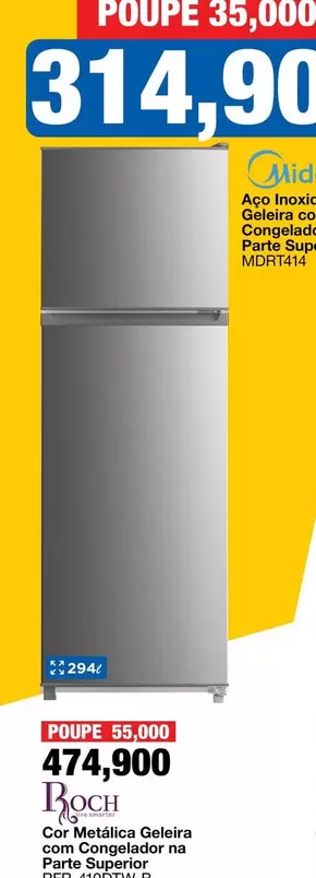 Aço Inox Geladeira com Congelador na Parte Superior MDR5414