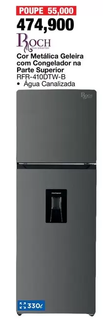 Cor Metálica Geladeira com Congelador na Parte Superior RFR-410DTW-B