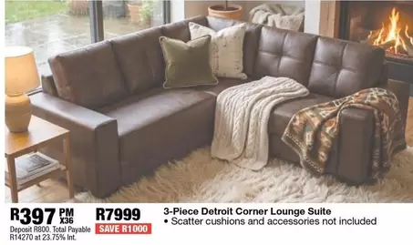 Total - 3-Piece Detroit Corner Lounge Suite