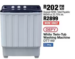 Defy - White Twin-Tub Washing Machine DTT169