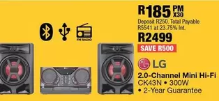 LG - 2.0-Channel Mini Hi-Fi CK43N