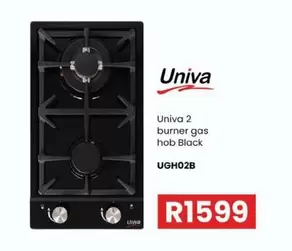 Univa - 2 burner gas hob Black UGH02B