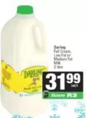 Darling - Full Cream, Low Fat or Medium Fat Milk