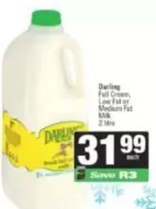 Darling - Full Cream, Low Fat or Medium Fat Milk
