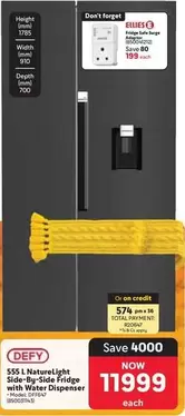 Defy - 555 L NatureLight Side-By-Side Fridge with Water Dispenser (Model DAF707)