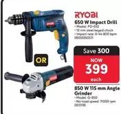 ryobi - 650 W Impact Drill or 115 mm Angle Grinder