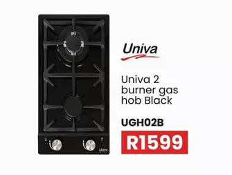 Univa - 2 burner gas hob Black UGH002B