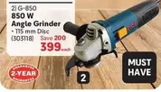 ryobi - G-850 850 W Angle Grinder - 115 mm Disc (303118)