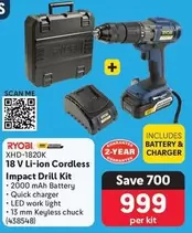 ryobi - 18 V Li-ion Cordless Impact Drill Kit (438548)