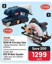 ryobi - 1500 W Circular Saw (RCS-1500) and 810 W Belt Sander (EBS-810)