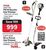 ryobi - 710 W Electric Line Trimmer (286635) or 30 cc Petrol Line Trimmer (108012)
